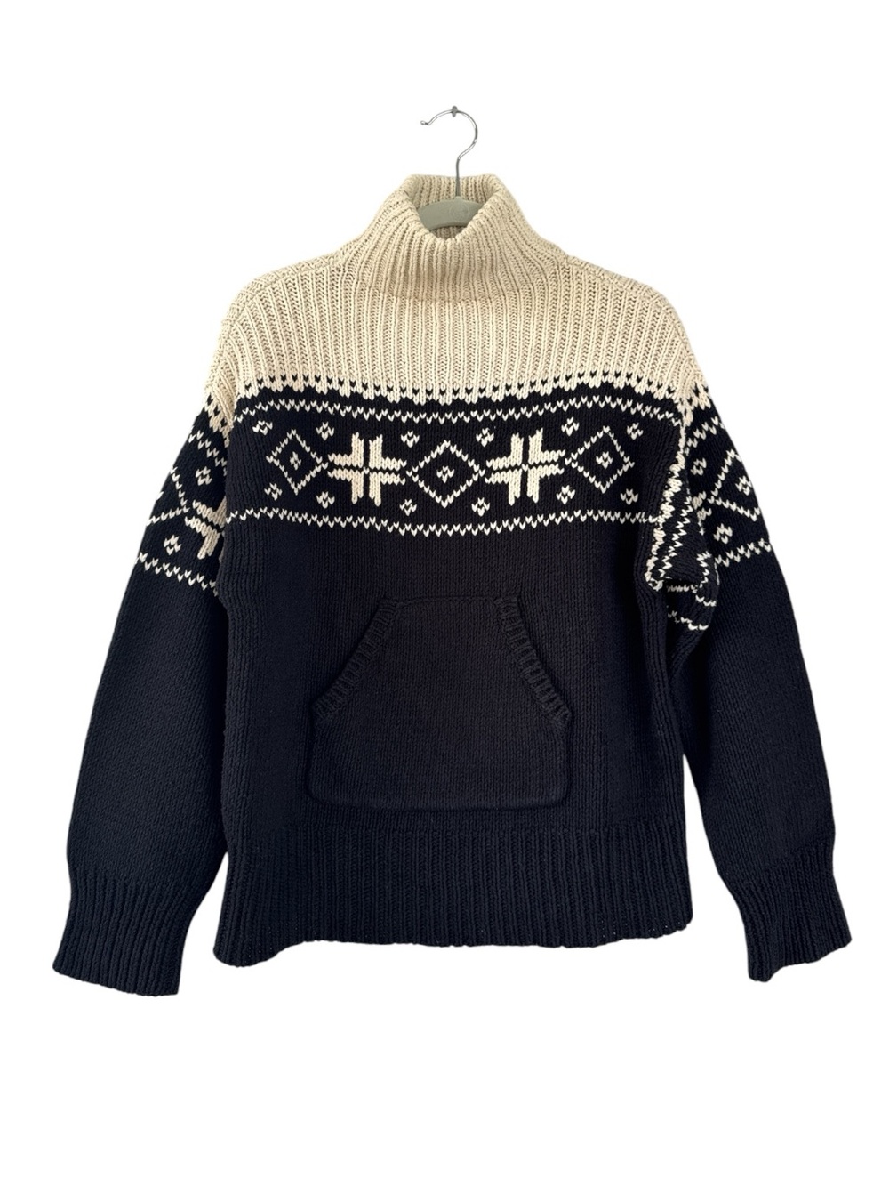 Ralph Lauren Sport Fair Isle Turtleneck Sweater Black & Cream Size Large